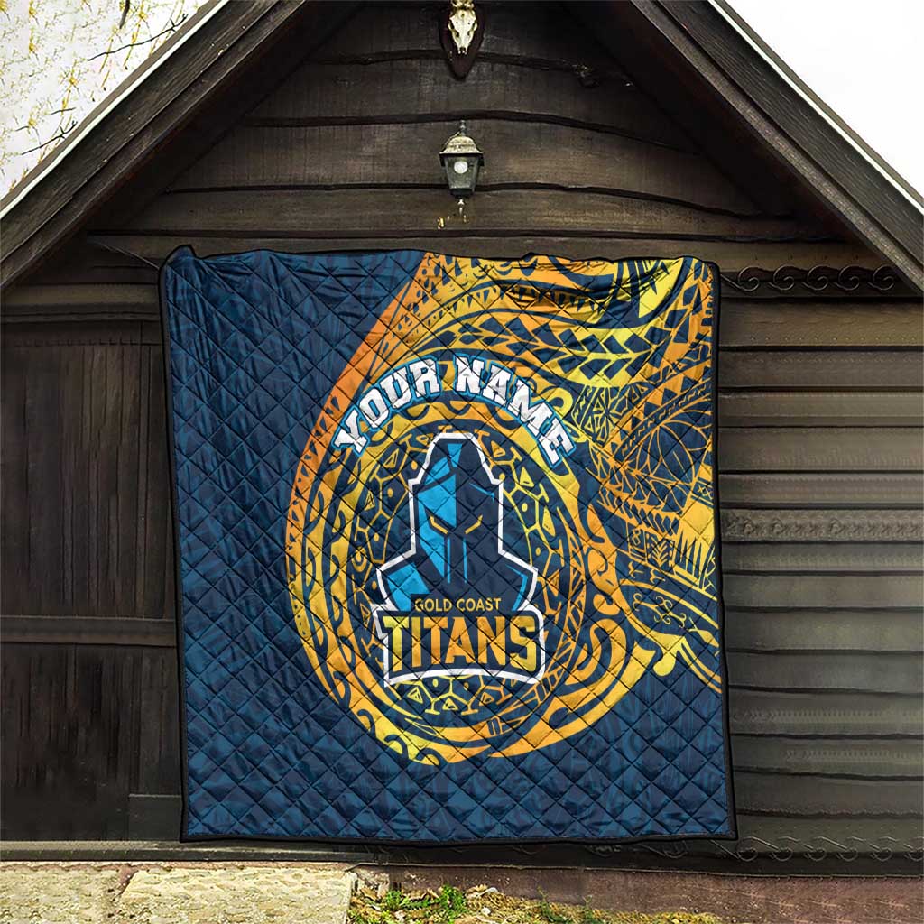Personalized Gold Coast Titans Quilt Polynesian Tribal Chest and Sleeve Tattoo