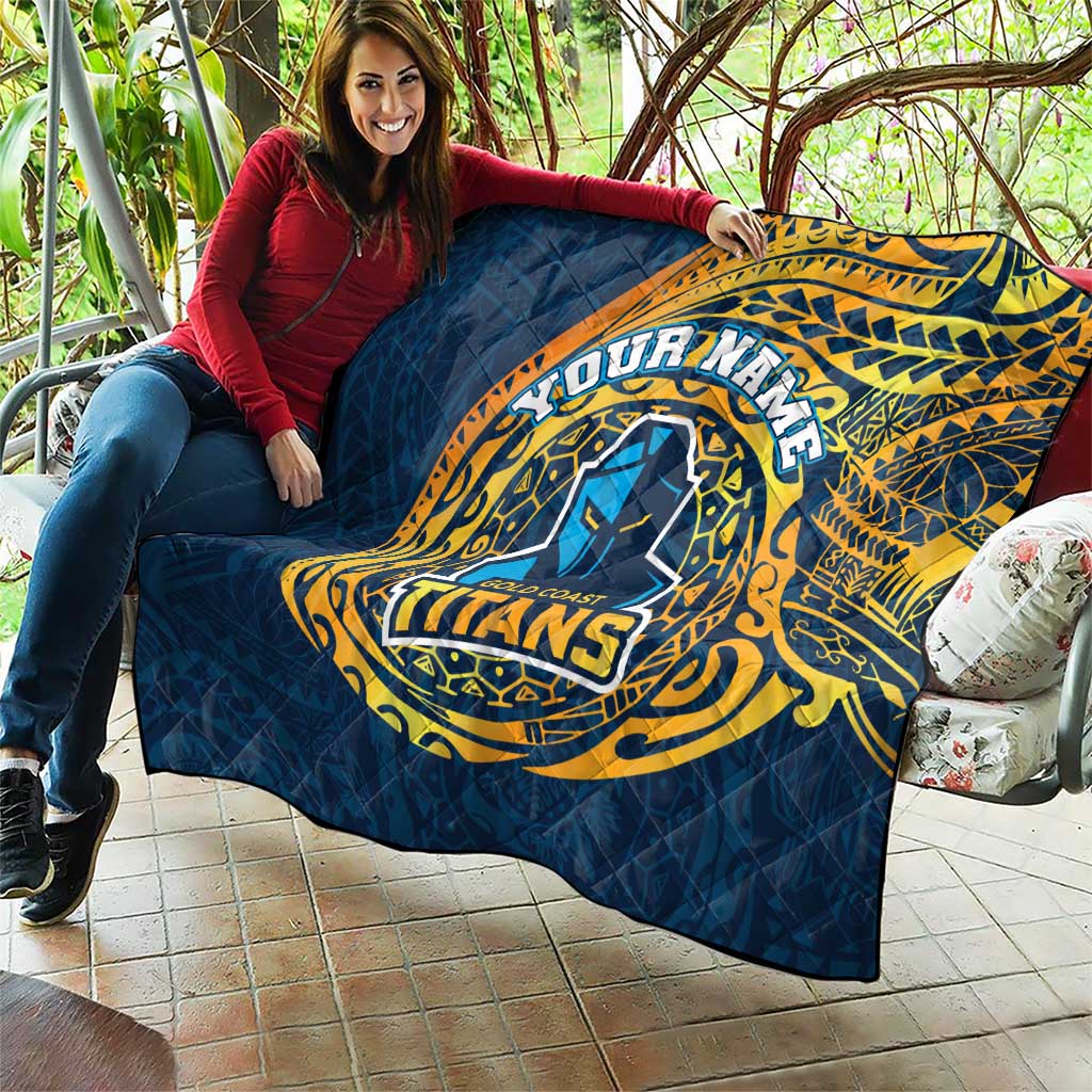 Personalized Gold Coast Titans Quilt Polynesian Tribal Chest and Sleeve Tattoo