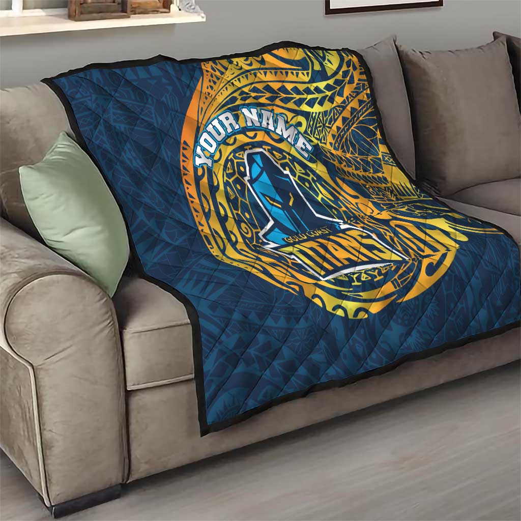 Personalized Gold Coast Titans Quilt Polynesian Tribal Chest and Sleeve Tattoo