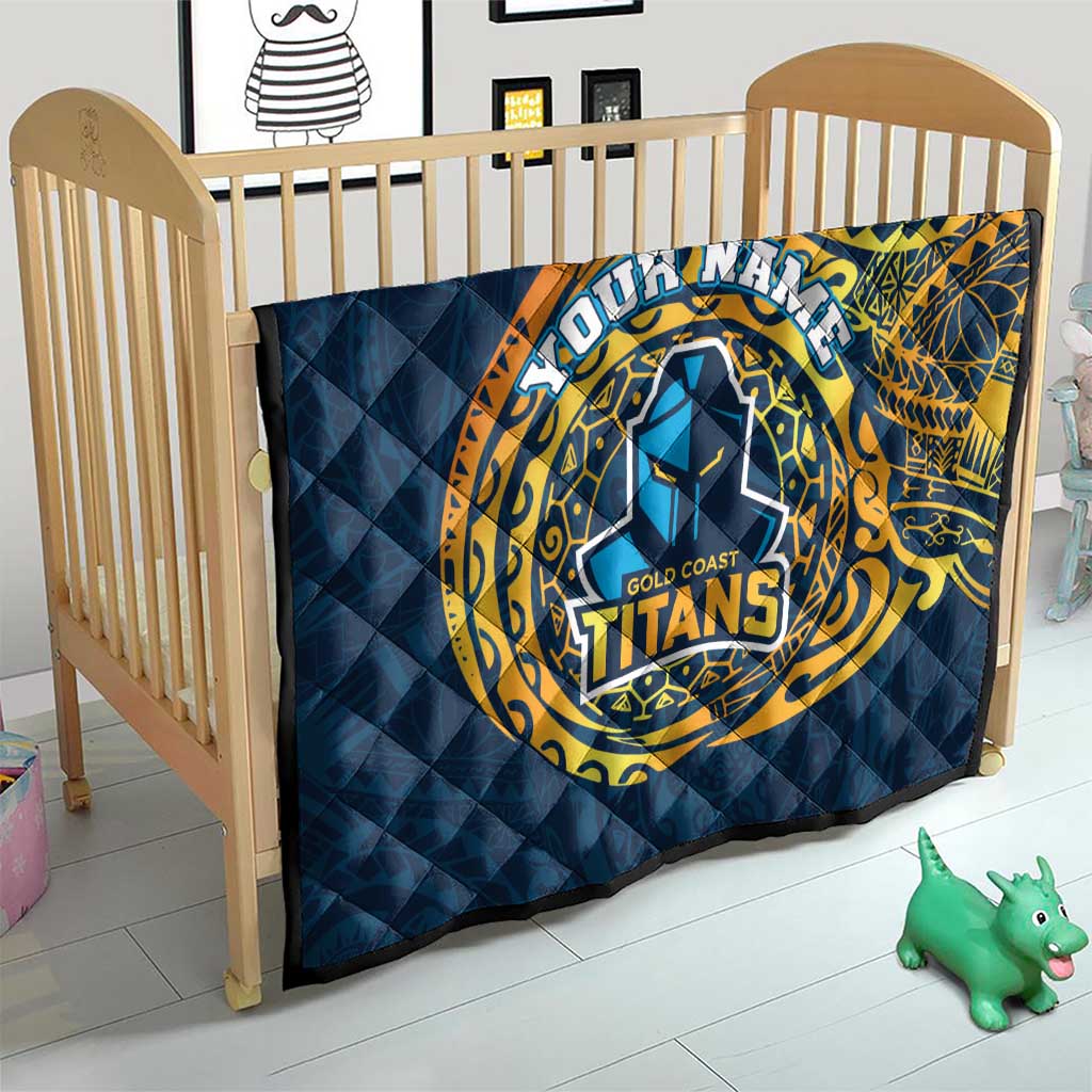 Personalized Gold Coast Titans Quilt Polynesian Tribal Chest and Sleeve Tattoo