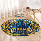 Personalized Gold Coast Titans Round Carpet Polynesian Tribal Chest and Sleeve Tattoo
