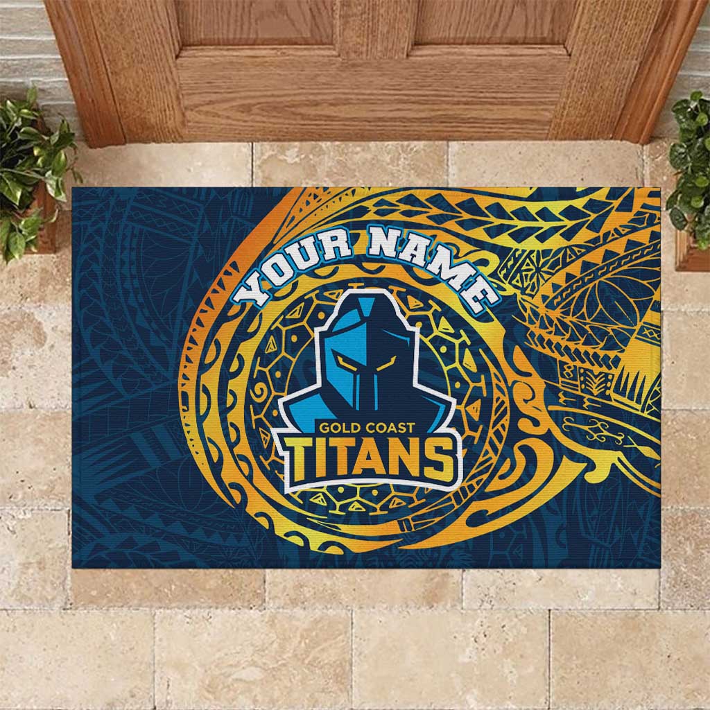 Personalized Gold Coast Titans Rubber Doormat Polynesian Tribal Chest and Sleeve Tattoo