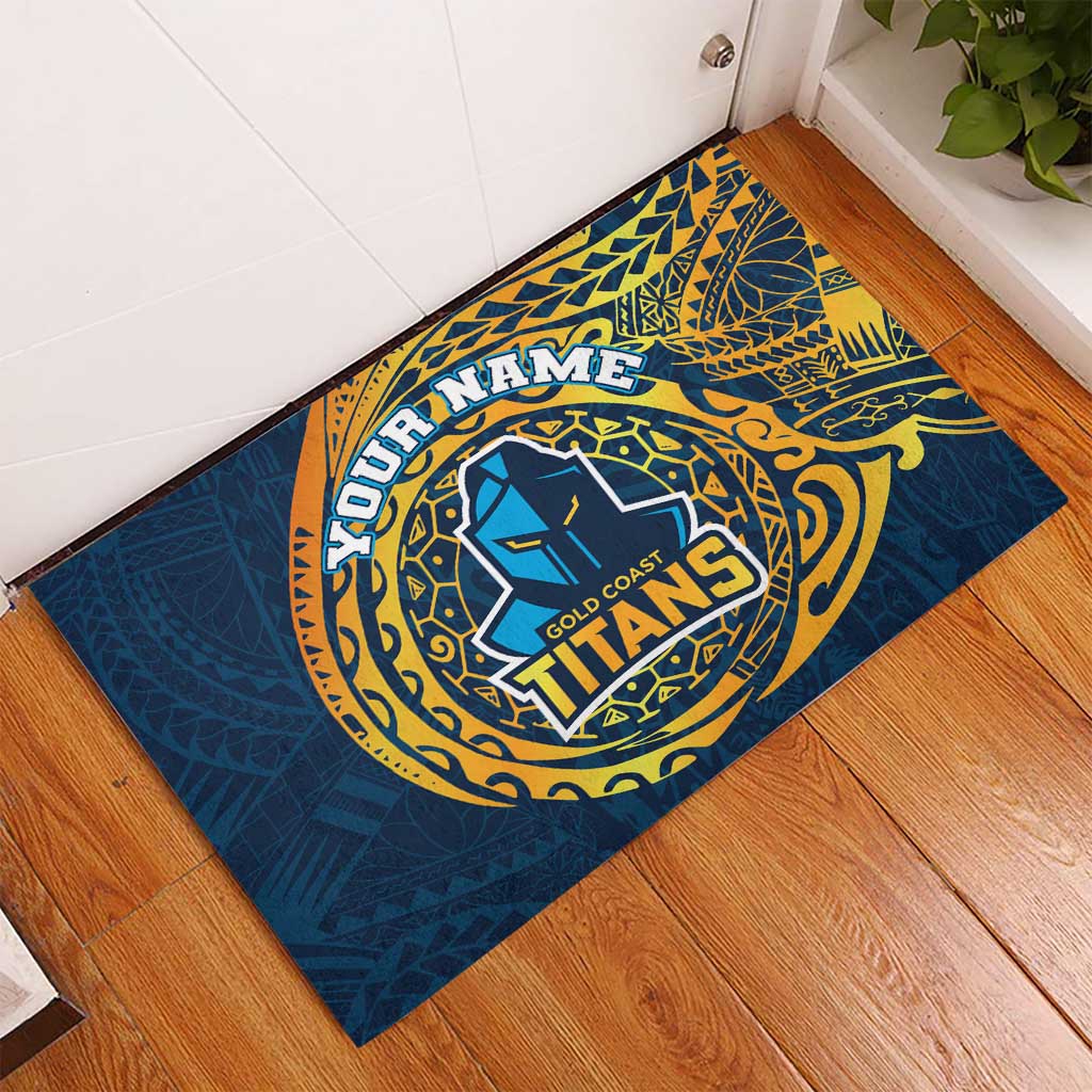 Personalized Gold Coast Titans Rubber Doormat Polynesian Tribal Chest and Sleeve Tattoo