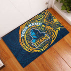 Personalized Gold Coast Titans Rubber Doormat Polynesian Tribal Chest and Sleeve Tattoo