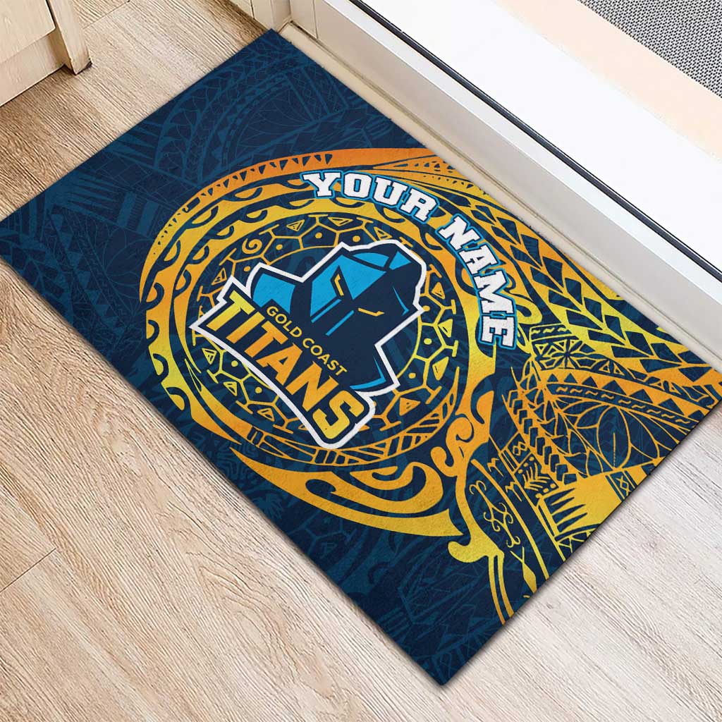 Personalized Gold Coast Titans Rubber Doormat Polynesian Tribal Chest and Sleeve Tattoo