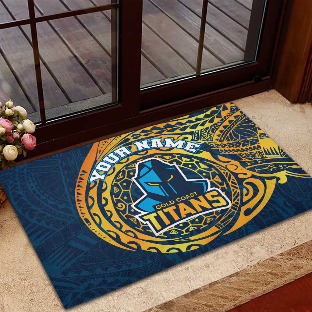 Personalized Gold Coast Titans Rubber Doormat Polynesian Tribal Chest and Sleeve Tattoo