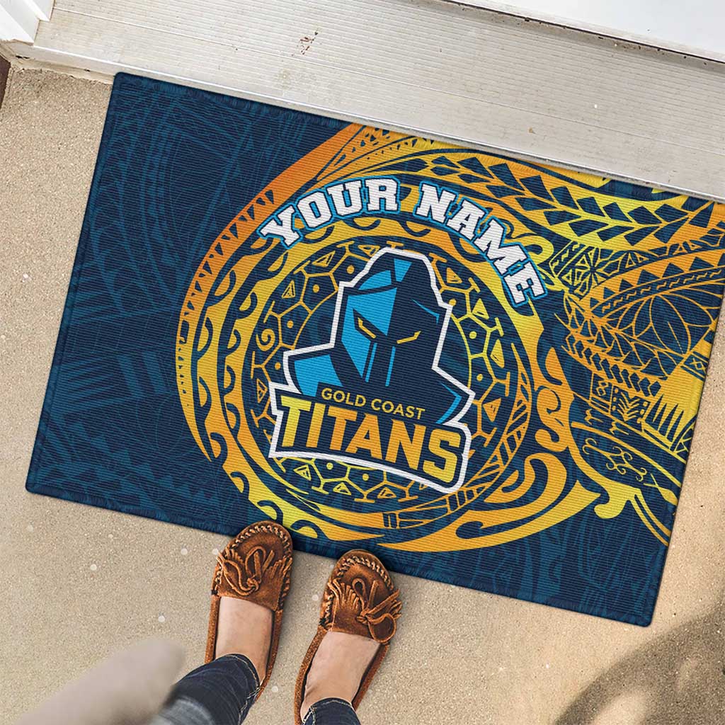 Personalized Gold Coast Titans Rubber Doormat Polynesian Tribal Chest and Sleeve Tattoo