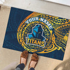 Personalized Gold Coast Titans Rubber Doormat Polynesian Tribal Chest and Sleeve Tattoo