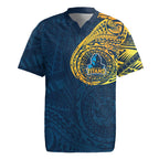 Personalized Gold Coast Titans Rugby Jersey Polynesian Tribal Chest and Sleeve Tattoo