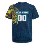 Personalized Gold Coast Titans Rugby Jersey Polynesian Tribal Chest and Sleeve Tattoo