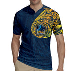 Personalized Gold Coast Titans Rugby Jersey Polynesian Tribal Chest and Sleeve Tattoo