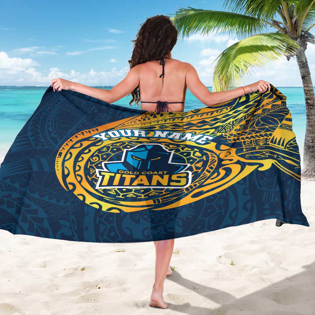Personalized Gold Coast Titans Sarong Polynesian Tribal Chest and Sleeve Tattoo