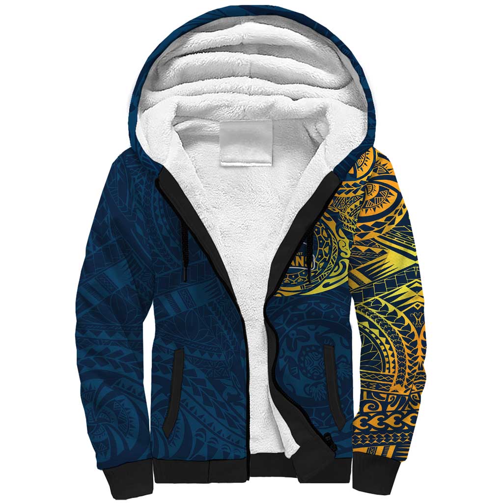 Personalized Gold Coast Titans Sherpa Hoodie Polynesian Tribal Chest and Sleeve Tattoo
