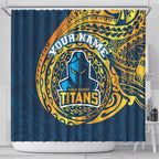 Personalized Gold Coast Titans Shower Curtain Polynesian Tribal Chest and Sleeve Tattoo