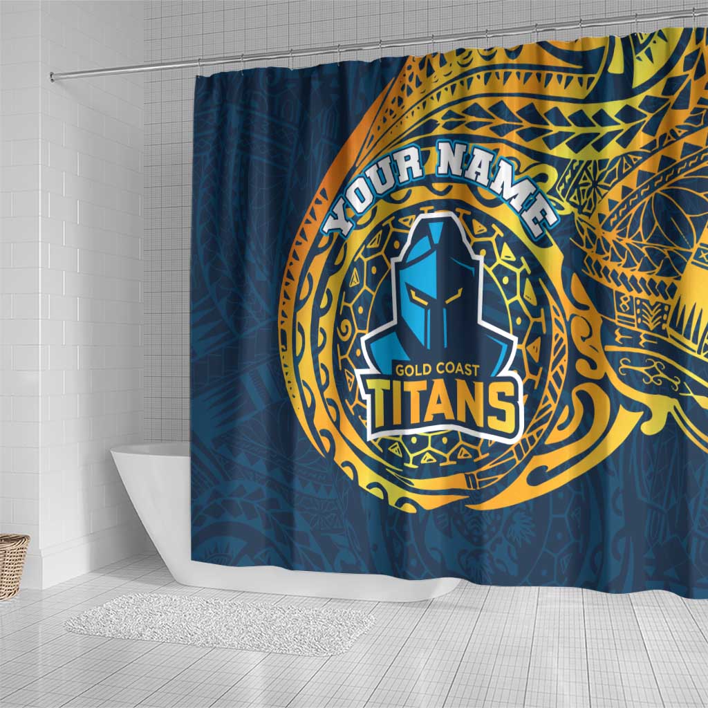 Personalized Gold Coast Titans Shower Curtain Polynesian Tribal Chest and Sleeve Tattoo