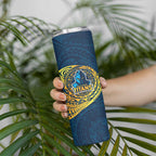 Personalized Gold Coast Titans Skinny Tumbler Polynesian Tribal Chest and Sleeve Tattoo