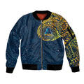 Personalized Gold Coast Titans Sleeve Zip Bomber Jacket Polynesian Tribal Chest and Sleeve Tattoo
