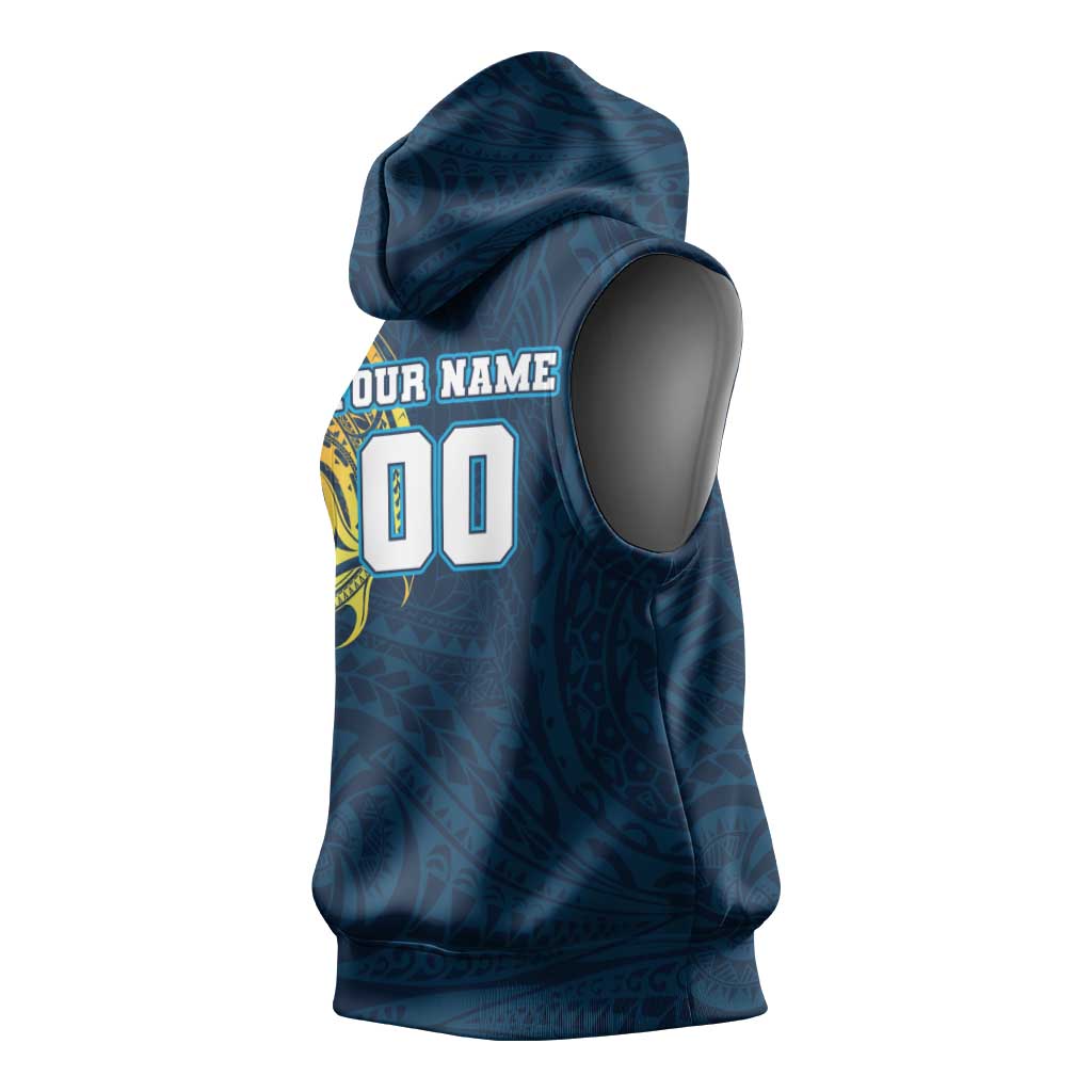 Personalized Gold Coast Titans Sleeveless Hoodie Polynesian Tribal Chest and Sleeve Tattoo