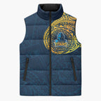 Personalized Gold Coast Titans Sleeveless Puffer Jacket Polynesian Tribal Chest and Sleeve Tattoo