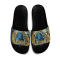 Personalized Gold Coast Titans Slide Sandals Polynesian Tribal Chest and Sleeve Tattoo