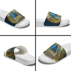 Personalized Gold Coast Titans Slide Sandals Polynesian Tribal Chest and Sleeve Tattoo