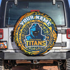 Personalized Gold Coast Titans Spare Tire Cover Polynesian Tribal Chest and Sleeve Tattoo
