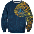 Personalized Gold Coast Titans Sweatshirt Polynesian Tribal Chest and Sleeve Tattoo