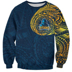 Personalized Gold Coast Titans Sweatshirt Polynesian Tribal Chest and Sleeve Tattoo