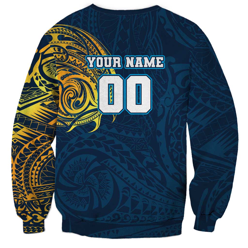 Personalized Gold Coast Titans Sweatshirt Polynesian Tribal Chest and Sleeve Tattoo