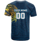 Personalized Gold Coast Titans T Shirt Polynesian Tribal Chest and Sleeve Tattoo