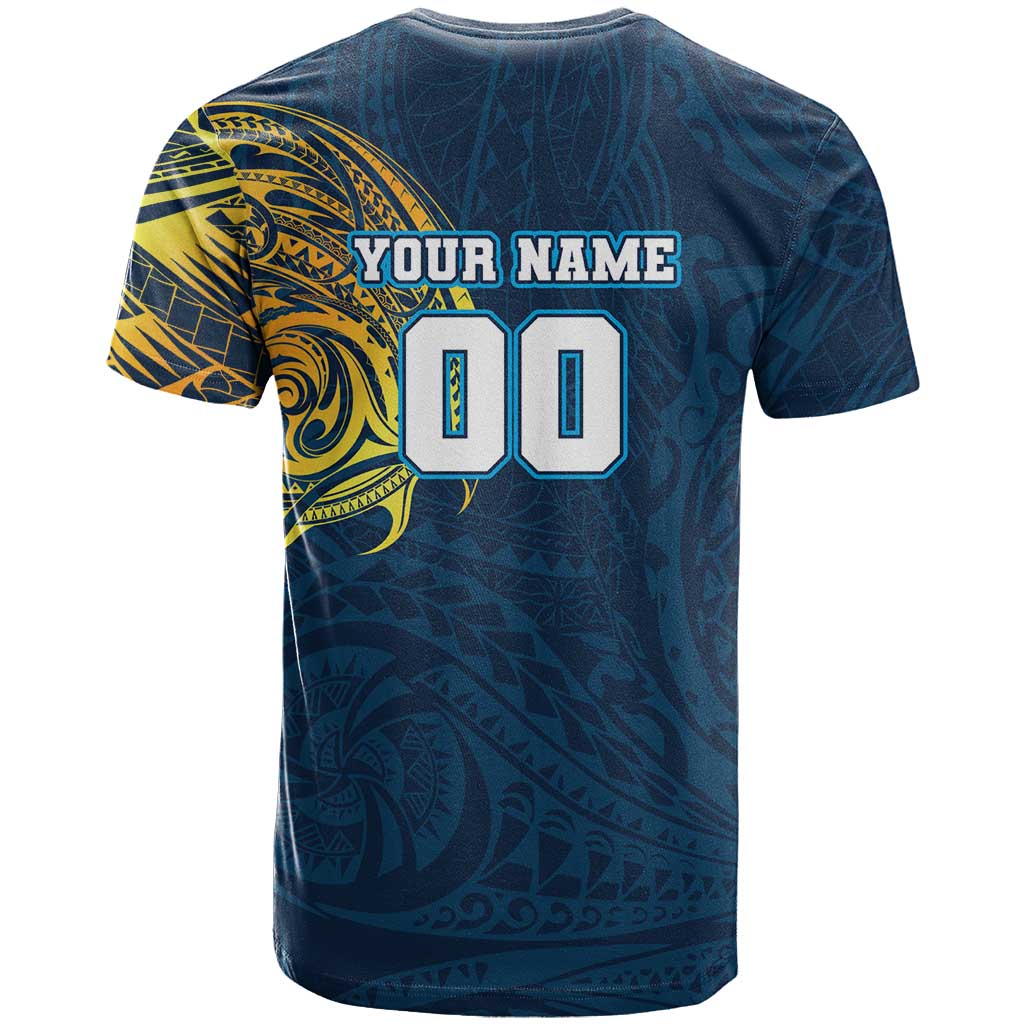 Personalized Gold Coast Titans T Shirt Polynesian Tribal Chest and Sleeve Tattoo