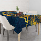 Personalized Gold Coast Titans Tablecloth Polynesian Tribal Chest and Sleeve Tattoo