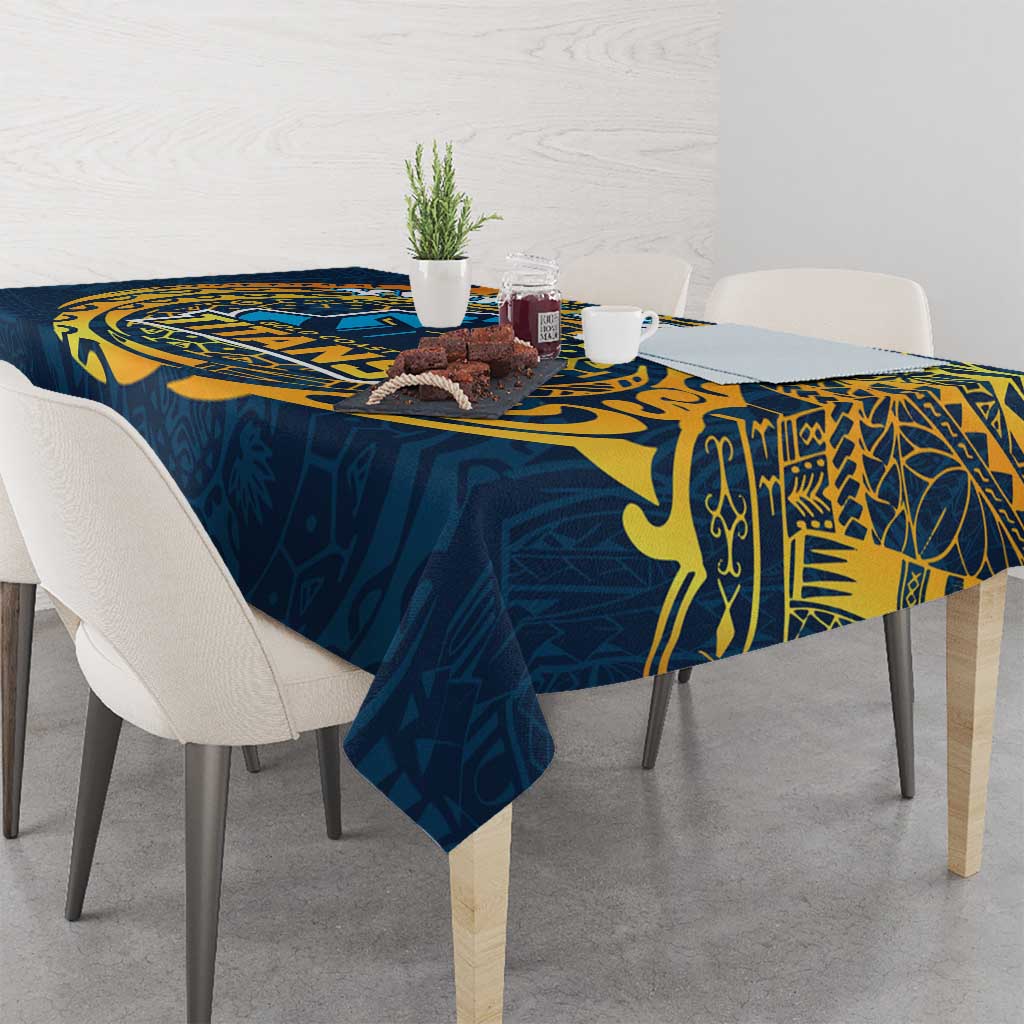 Personalized Gold Coast Titans Tablecloth Polynesian Tribal Chest and Sleeve Tattoo