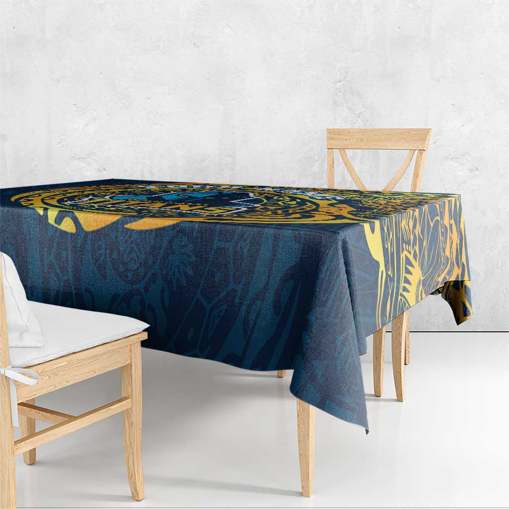 Personalized Gold Coast Titans Tablecloth Polynesian Tribal Chest and Sleeve Tattoo