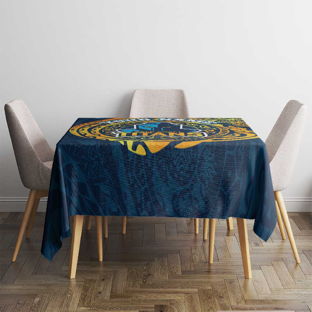 Personalized Gold Coast Titans Tablecloth Polynesian Tribal Chest and Sleeve Tattoo