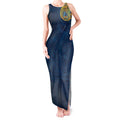 Personalized Gold Coast Titans Tank Maxi Dress Polynesian Tribal Chest and Sleeve Tattoo