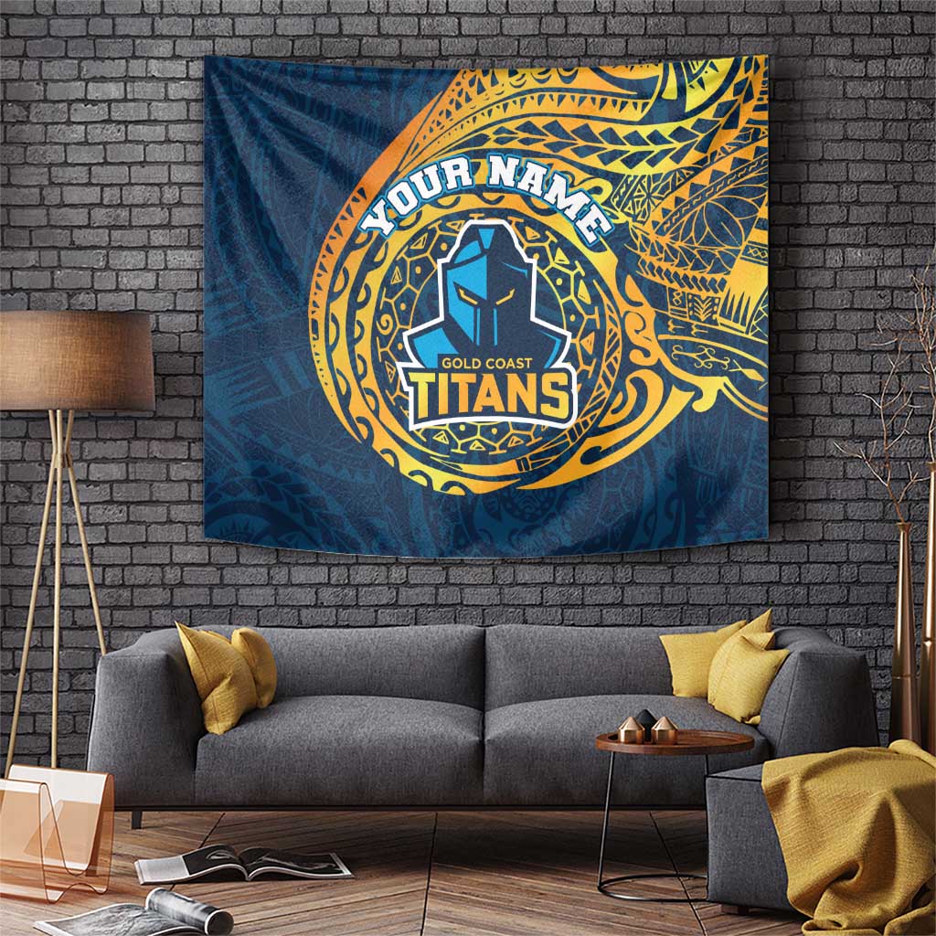 Personalized Gold Coast Titans Tapestry Polynesian Tribal Chest and Sleeve Tattoo