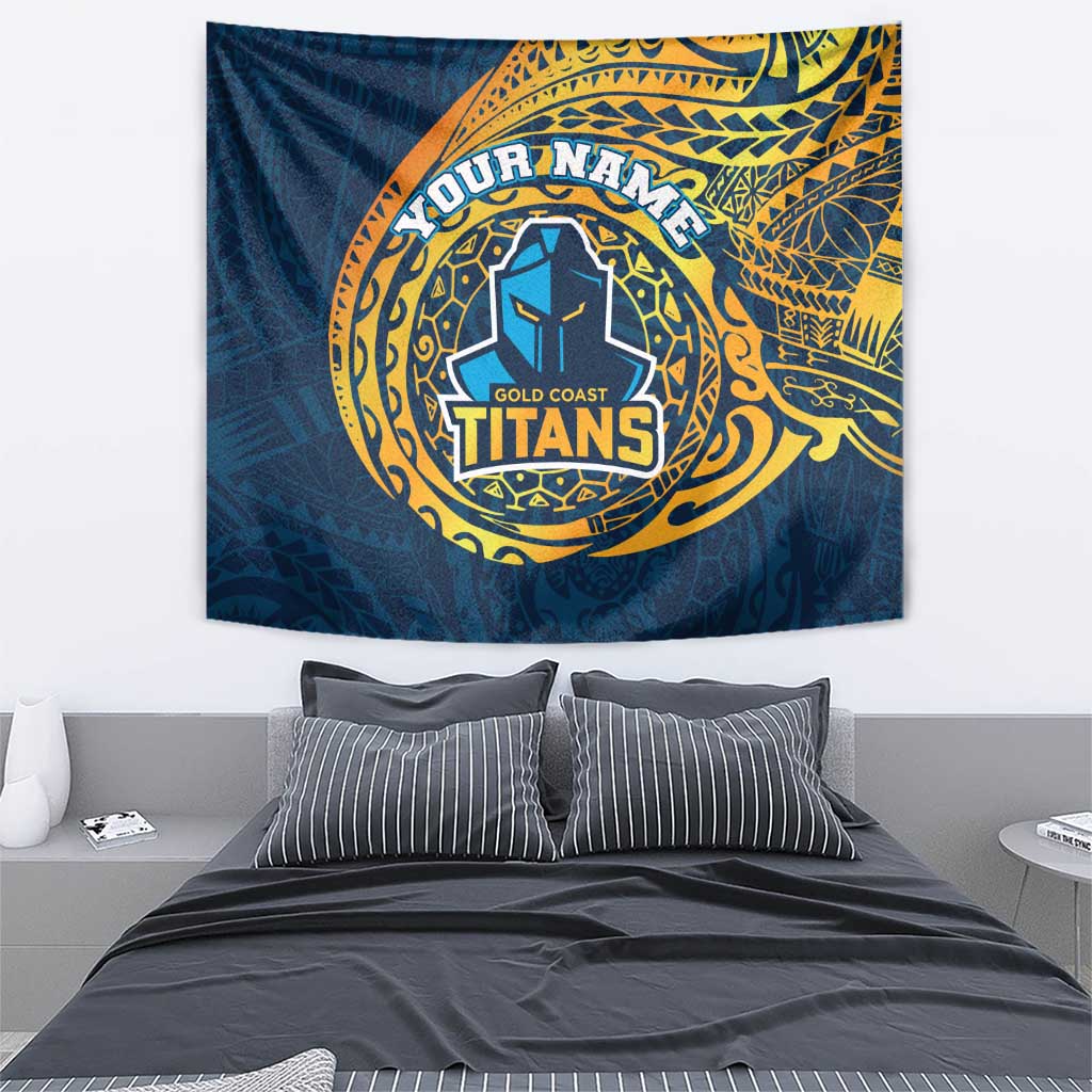 Personalized Gold Coast Titans Tapestry Polynesian Tribal Chest and Sleeve Tattoo