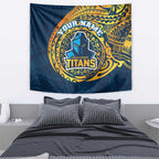 Personalized Gold Coast Titans Tapestry Polynesian Tribal Chest and Sleeve Tattoo