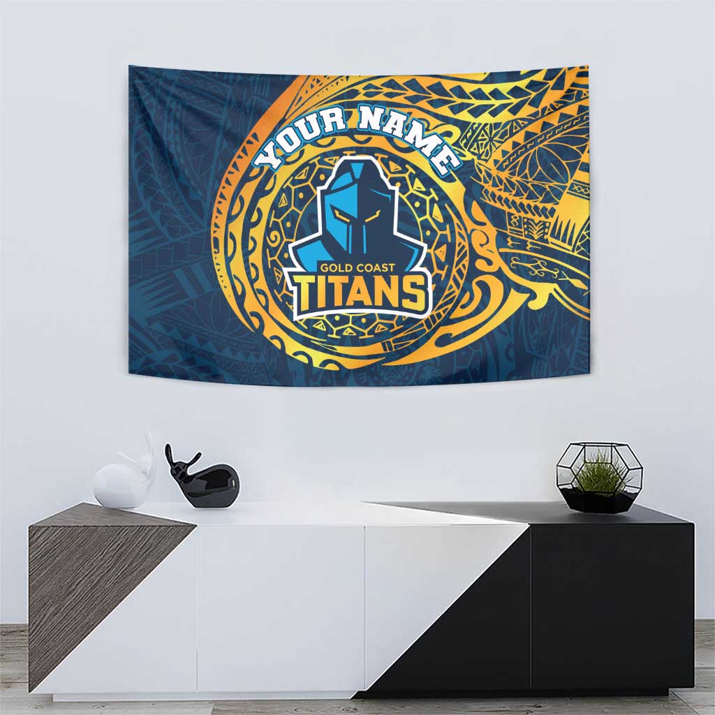 Personalized Gold Coast Titans Tapestry Polynesian Tribal Chest and Sleeve Tattoo
