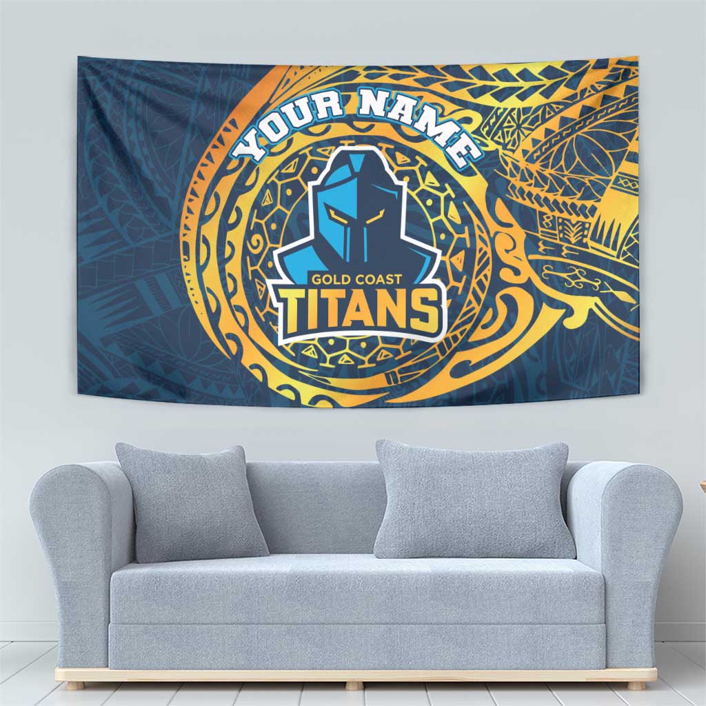 Personalized Gold Coast Titans Tapestry Polynesian Tribal Chest and Sleeve Tattoo