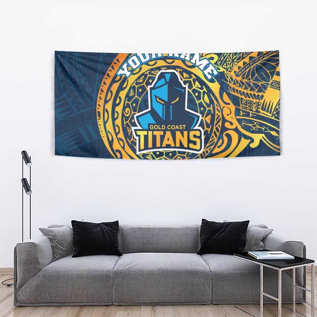 Personalized Gold Coast Titans Tapestry Polynesian Tribal Chest and Sleeve Tattoo