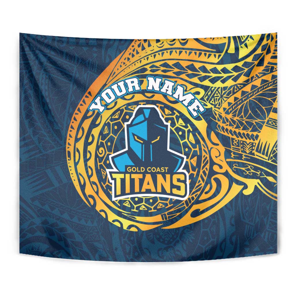 Personalized Gold Coast Titans Tapestry Polynesian Tribal Chest and Sleeve Tattoo