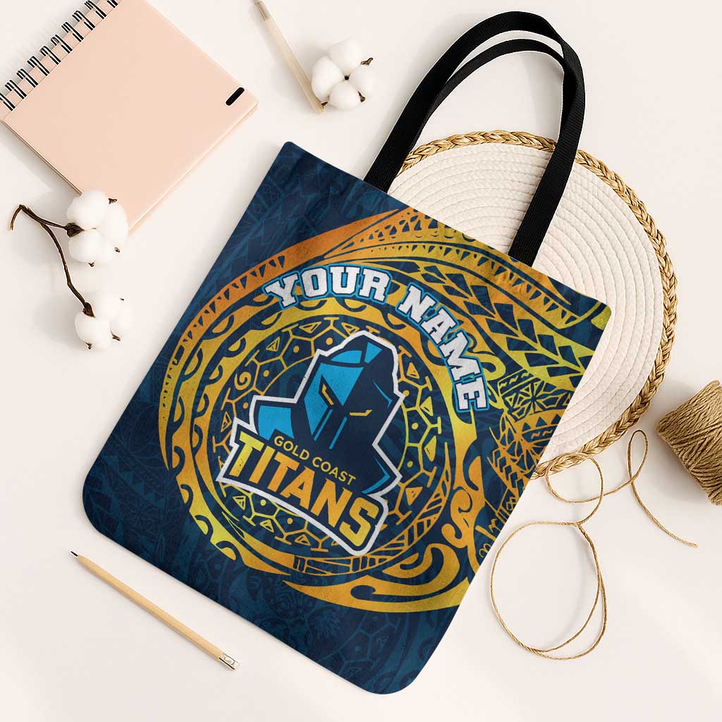 Personalized Gold Coast Titans Tote Bag Polynesian Tribal Chest and Sleeve Tattoo