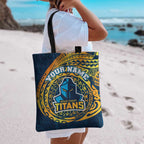 Personalized Gold Coast Titans Tote Bag Polynesian Tribal Chest and Sleeve Tattoo