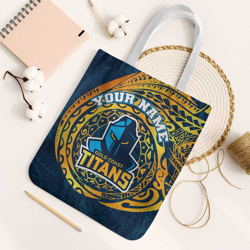 Personalized Gold Coast Titans Tote Bag Polynesian Tribal Chest and Sleeve Tattoo