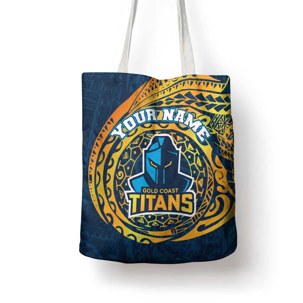 Personalized Gold Coast Titans Tote Bag Polynesian Tribal Chest and Sleeve Tattoo