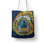 Personalized Gold Coast Titans Tote Bag Polynesian Tribal Chest and Sleeve Tattoo