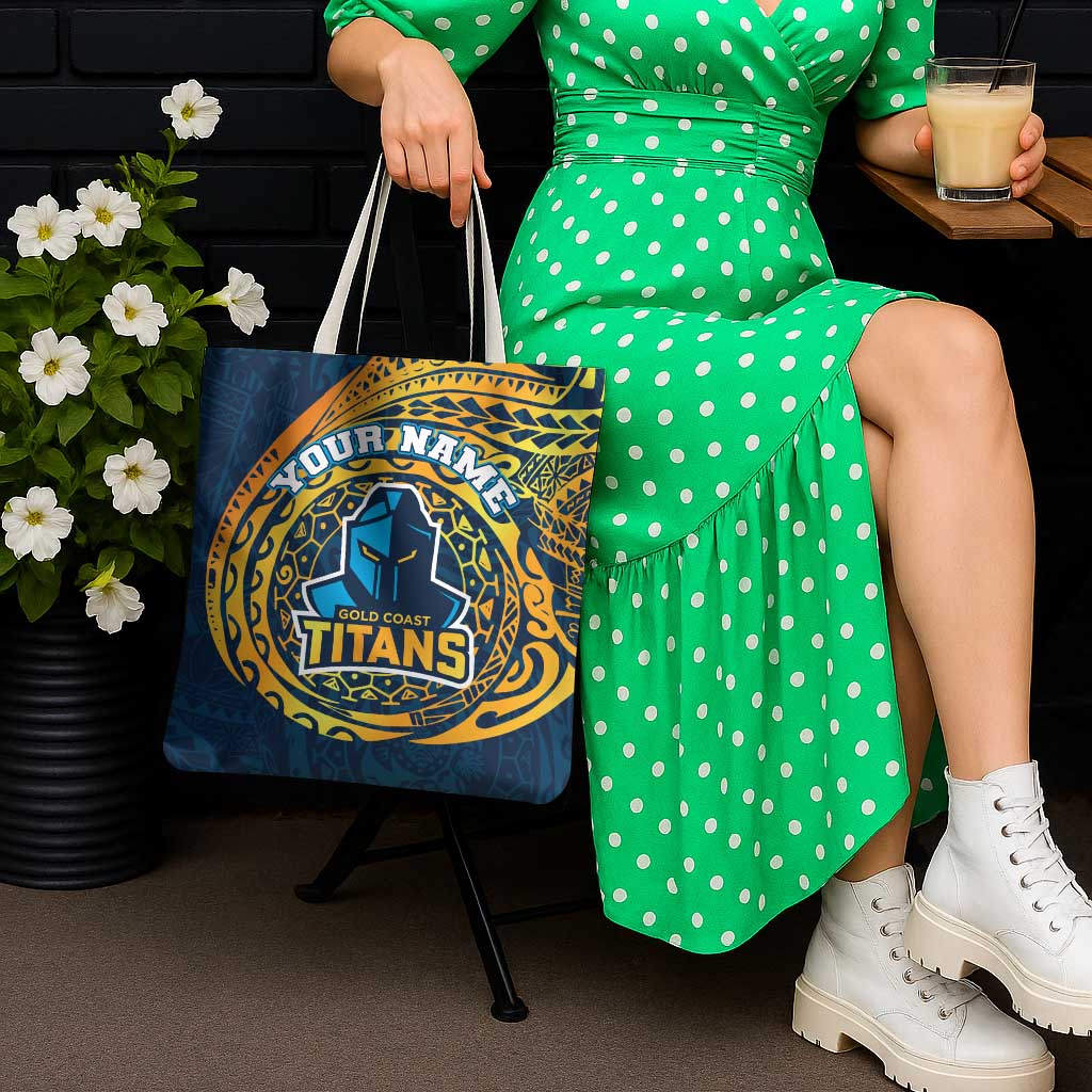 Personalized Gold Coast Titans Tote Bag Polynesian Tribal Chest and Sleeve Tattoo