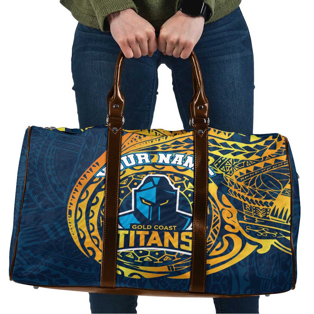 Personalized Gold Coast Titans Travel Bag Polynesian Tribal Chest and Sleeve Tattoo